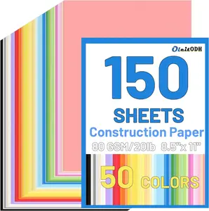 50 Colors Construction Paper 150 PCS, 8.5x11in Bulk Colored Paper for Crafts - 80GSM Thick Cardstock for Printing, Layering, Embossing - DIY Art Supplies for Cards, Invitations, School Projects