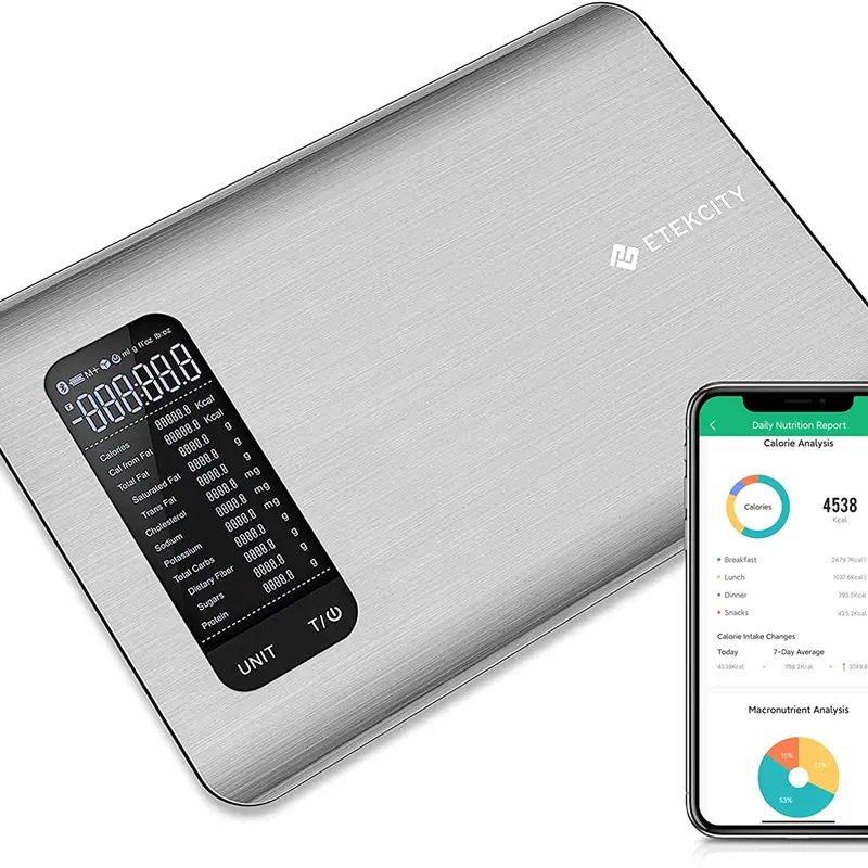 [Live Exclusive] Etekcity Food Nutrition Scale, Digital Grams and Ounces for Weight Management With App, 19 Facts Tracking, 11 Pounds-Large, Stainless Steel Healthcare BlackFriday, Weighing Scale, Food Scale
