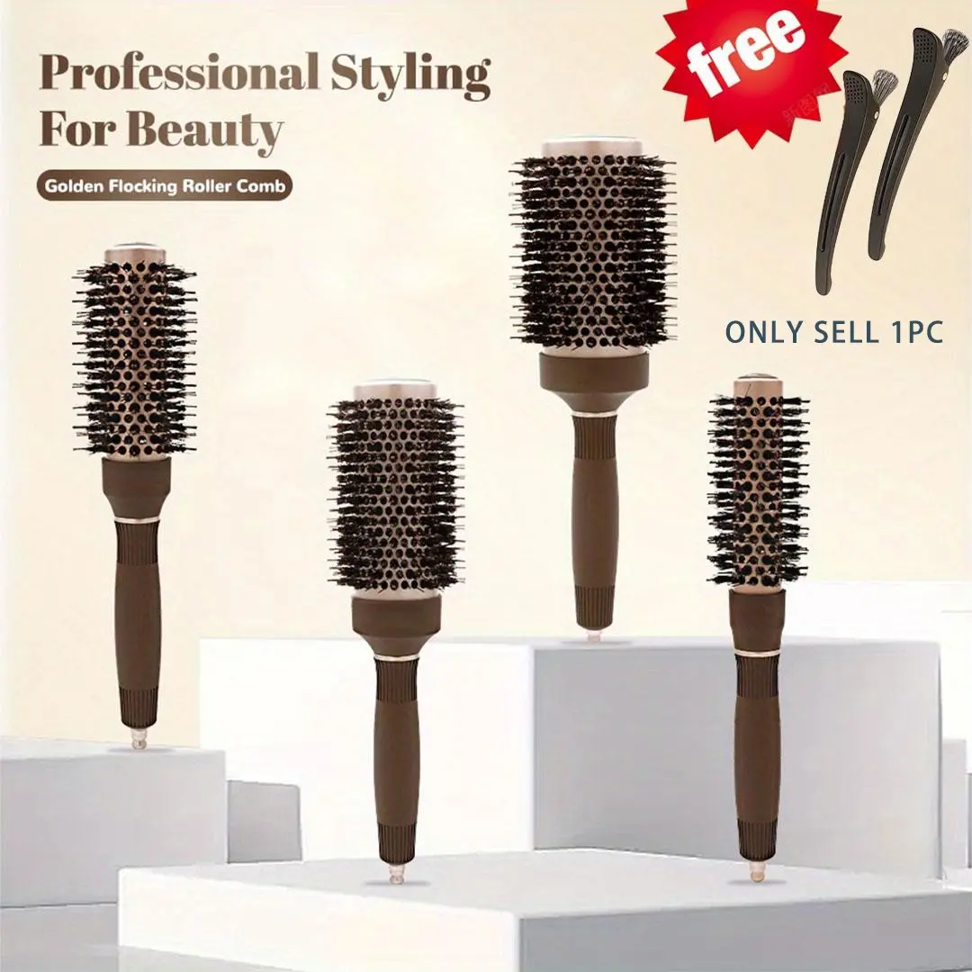 Round Hair Brush, Round Brush For Blow Drying, Aluminum Roller Brush For Extra Tension and Grip, Ceramic Coated Barrel, for Travel, Easy to Create Blowout Look, Hairbrushes for Women Curly and Straight Hair, Thermal Round Brush, Blowout Heat Brush