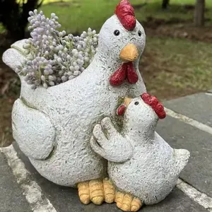Chicken Durable Resin Planter Pot, Chick Design, Outdoor Garden Decoration, Indoor Plant Container, Ideal Gift for Gardening Enthusiasts, Plant Holder