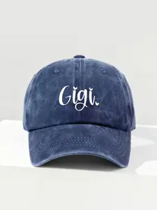 Unisex Gigi Printing Washed Baseball Cap, Vintage Adjustable Outdoor Hat, Casual Style for Travel & Beach, Perfect Christmas Gift