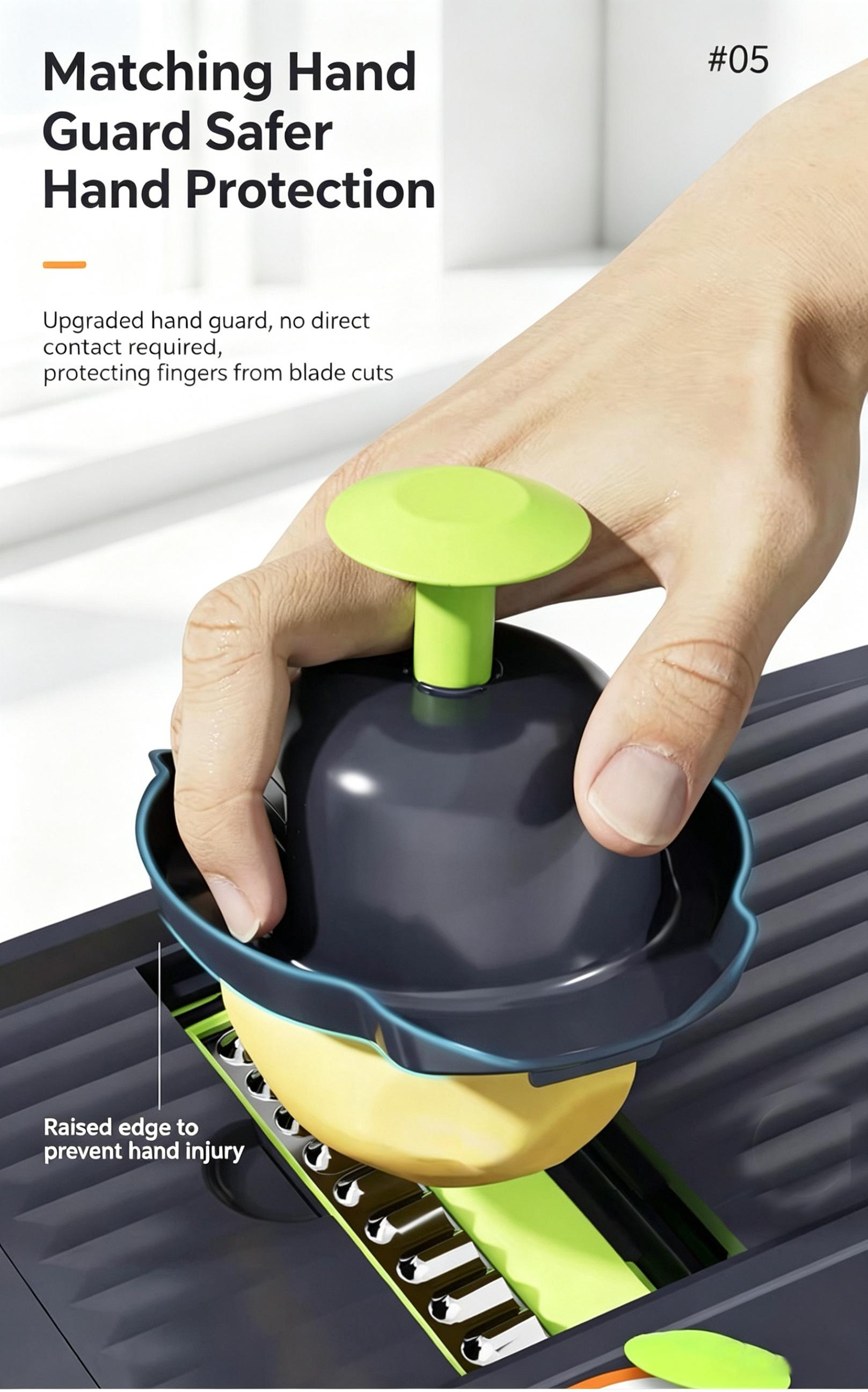 Multifunctional Vegetable Chopper, Kitchen Mandoline Slicer for Potato, Carrot & Cucumber, Easy Food Dicer Cutter Shredder Grater with Stainless Steel Blades, Time-Saving Cooking Tool for Home & Commercial Use