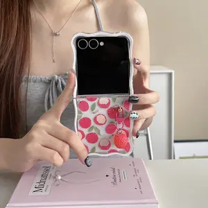Wave Pattern Fruit Design Shockproof Flip Phone Case Cover, Compatible with Samsung Zfold3/zfold4/zfold5/zfold6/zfold7/zfold7 Fe, Full Protection