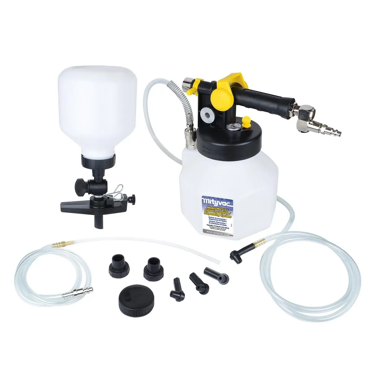 212 MAIN Pneumatic Pressure Brake & Clutch Bleeding Kit - 1.9 qt Reservoir, Vacuum Pump, 1-Man Bleeder Brake Calliper Tool Sets, Quick Couplers, Complete Automotive Repair Kit, One-Man Bleeder Brake Calliper Tool Sets