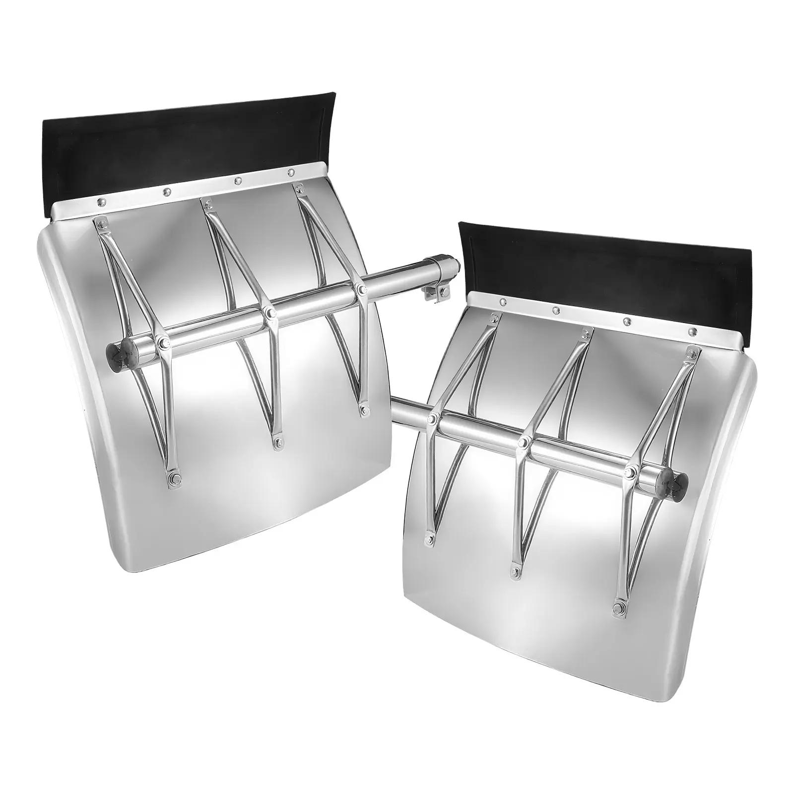 Quarter Fenders Set with Tube 24" x 24"、24" x 29", Deluxe Stainless Steel, Triangle Bracket and Mount Hardware Included, Right Left, Fit for Semi Truck Universal Fit