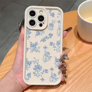 Floral Pattern Phone Case, 1 Count TPU Decorative Phone Protector Cover, Phone Accessories Compatible with iPhone 11 12 13 14 15 16 17 Series