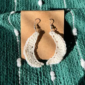Handmade Crochet Moon Earrings- 100% unique and handmade- Astrology Jewelry Metal Coating Plastic Fabric Retro Female Male Plastic Elegant Ethnic Retro Baroqu Fabric Plastic Metal Coating
