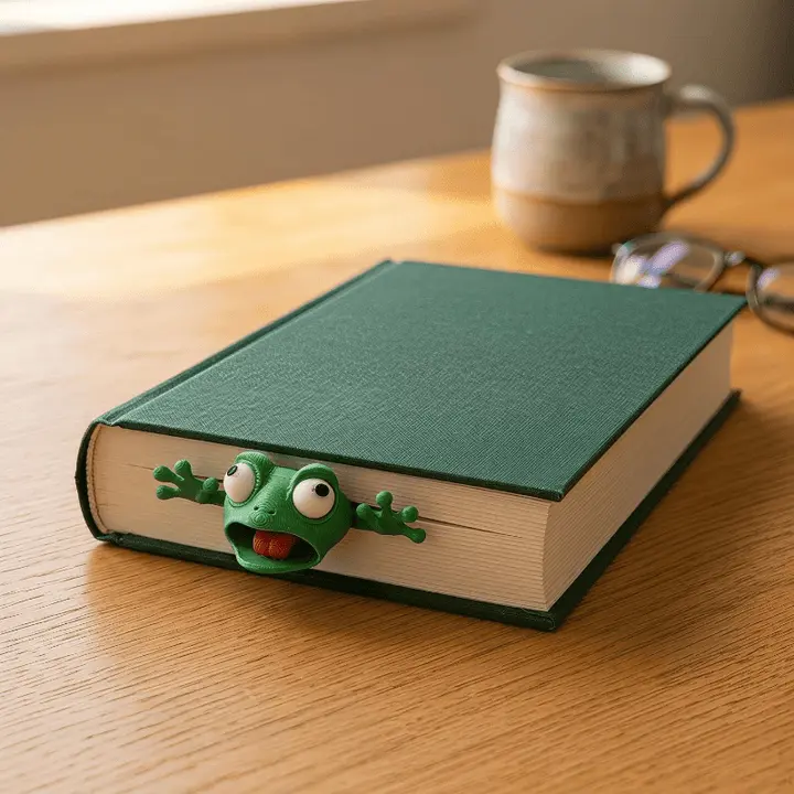 3D Printed Frog Bookmark, Quirky Individual Playful Squashed Frog Page Marker, Office Stationery That Holds Pages, Gift for Book Lovers