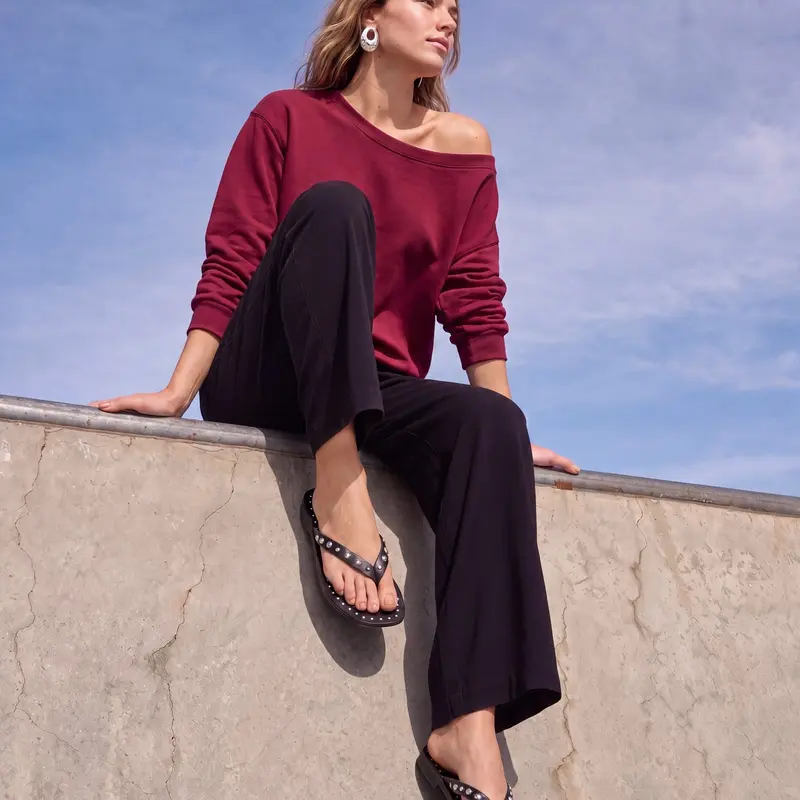 Brooksville One Shoulder Sweatshirt by SEAS - Women's Off Shoulder Sweatshirt Slouchy Pullover Cozy Fall Outfit