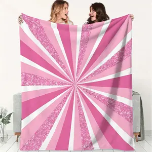 Vibrant Pink Starburst Flannel Blanket, Sparkly Throw Blanket for Cozy Home Decor, Perfect for Camping, Traveling, Office Warmth, Stylish Glittery Design for Any Occasion, Soft & Comfortable