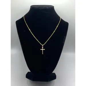 Gold Cross Necklace, 18K Gold Religious Spiritual Pendant Necklace