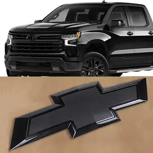Glossy Black Bowtie Emblems for 2019-2026 Chevy Silverado 1500 | Front & Rear Replacement Badges | 3D ABS Chrome Delete (Does NOT Fit 2022 & ZR2)