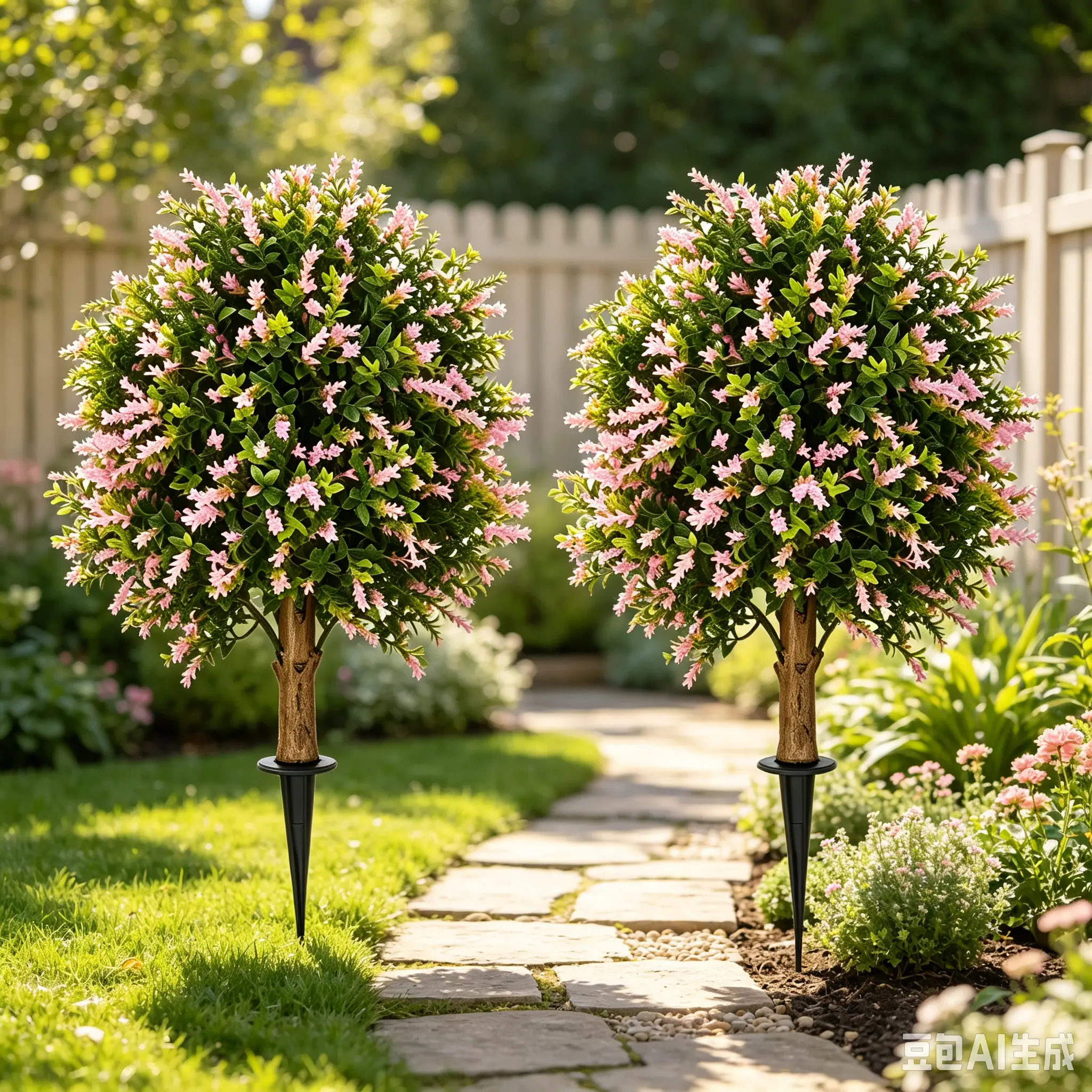2-piece set, suitable for spring and summer decoration, artificial simulation outdoor flower plants, imitating silk camellia, with realistic UV resistant appearance, suitable for outdoor porch, terrace, balcony planting potted plants (light pink)