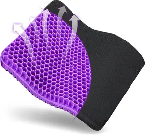 Super Large Cooling Gel Seat Cushion, Honeycomb Design for Long Sitting, Tailbone Sciatica Pain Relief for Office Chair, Car & Wheelchair