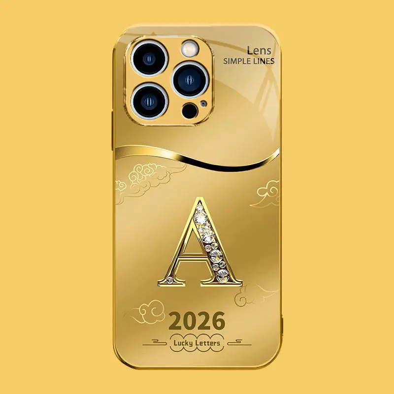 Suitable for [iPhone 15 Pro Max] high-end phone case🤩，choose from 26 letters of the English alphabet, each with an exquisite auspicious cloud pattern to bring you good luck YM99