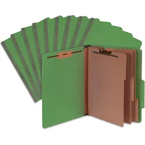 Green Classification Folders, 3 Dividers, Letter Size with 2 Inch Expansions, Ideal for Organizing Medical Records & Client Files, 10 Pack
