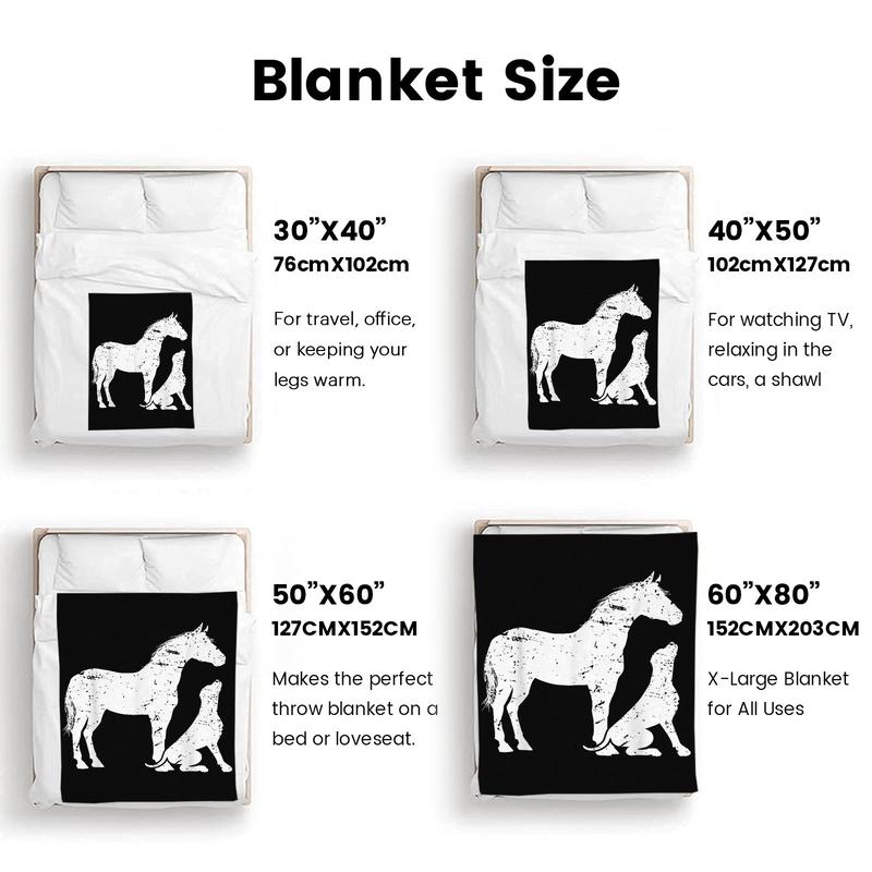 HORSE and DOG Motif for women and men. Horse Dog Lover Flannel blanket Super Soft Flannel Blanket for Sofa Couch Bed Camping Travel - Plush Warm Home Decor for All Seasons