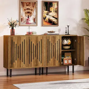 LITTLE TREE Set of 2 Sideboard Buffet with Storage, 59" Buffet Sideboard Cabinet with Adjustable Shelves, Accent Storage Cabinet for Living Room