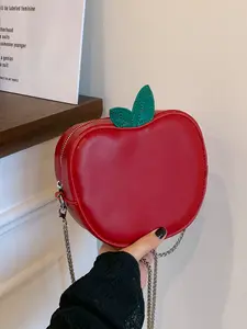 Elegant Solid Color Apple Shaped Women's Bag, Zipper Closure Small Purse, Versatile Fashion Style, All Season Use, Ideal for Daily Use and Travel