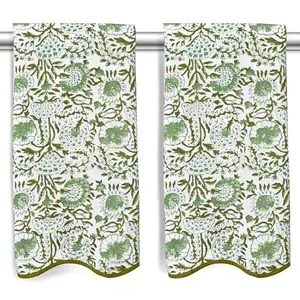 CPC COTTON PRINT CLUB Agate Green Block Printed Cotton Waffle Bath Towel 27x54,Set of 2 Boho, Soft, Quick Dry, Lightweight, Absorbent Towel for Bathroom, Spa, Gift, Spring, Easter, Valentine