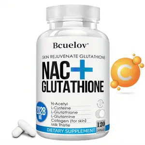 NAC (N-Acetyl-L-Cysteine) - With Vitamin C and L-Glutathione, Antioxidant and Skin Health Support - 120 Capsules