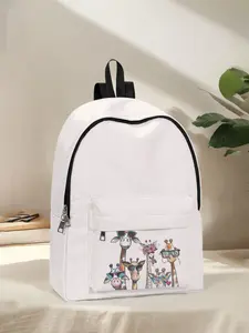 Giraffe Print Backpack, Fun Design, Fashionable Look, Spacious Storage, Ideal for School, Business Trips, Travel