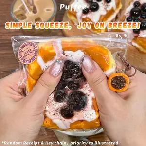 Boba Toast Food-grade Silicone Squishy Toy, Handmade Taba Squishy, Creamy Soft Adhesive Slow Rebound Squeeze Toy, Boba