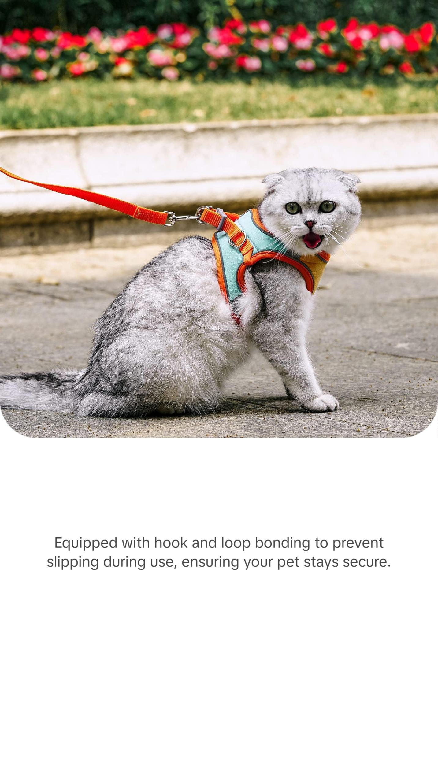 Cat Harness,Leash and Collar Set,Escape Proof Kitten Vest Harness for Walking,Easy Control Night Safe Pet Harness with Reflective Strap and Bell for Small Large Kitten,Fit for Puppy,Rabbit