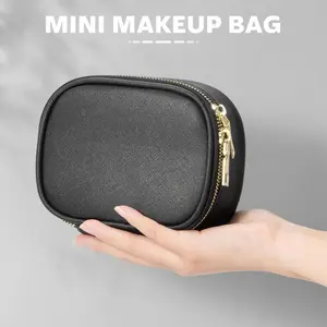 Rechargeable Palm-Sized Makeup Bag with Detachable LED Mirror, Touch-Control 3-Level Light, Travel & Daily Organizer for Lipstick & Perfume