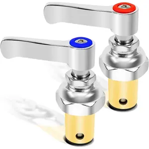 Handle Stem Assembly Fits for Faucets Replace 002713-40 002714-40, Blue Cold and Red Hot Side Spindle Assembly Valve Replacement Part
