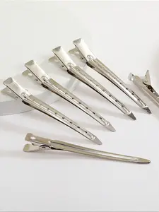 24 Pcs Duckbill Clips, 3.5 Inch Anti-Rust Metal Crocodile Hair Clips, Perfect Dyeing Tool with Holes, Durable Silver Color Hair Clamps