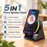 Dohelly 5-in-1 Rechargeable Party Speaker with 360° Rotatable LED Light Stand Rack, 10m Range, Universal Smartphone/Tablet Charger, Surround Sound, Phone Holder, Portable Room Gadget Cool Gift for Adults & Adulting Women, Gifts For Adulting Women