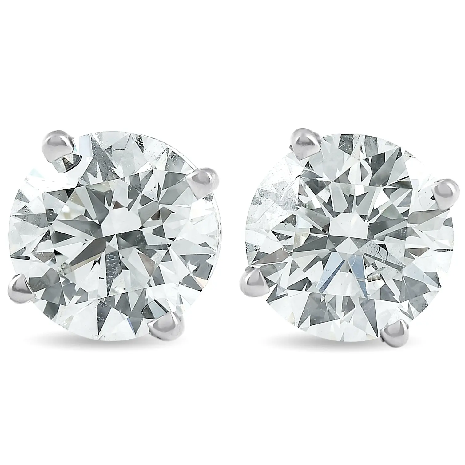 2 Ct TW Round Lab Grown Diamond Studs 14K White Gold With Screw Backs