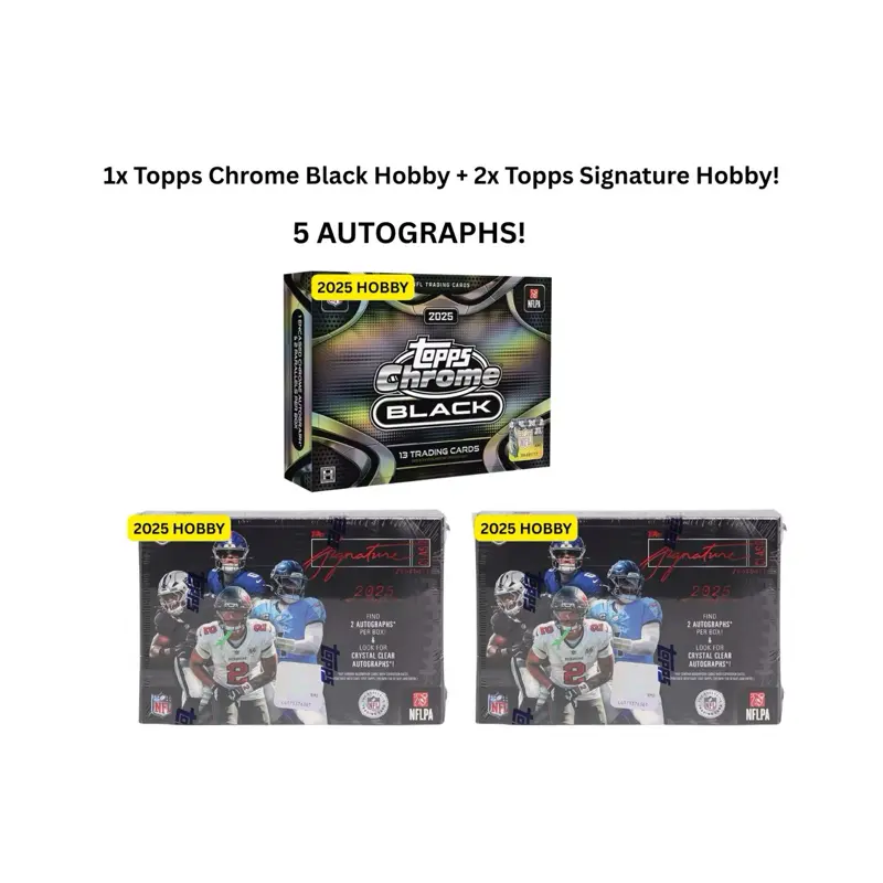 #309 2025 Football Team Break 3 BOX 2025 2x Topps Chrome Black NFL Hobby Box + 2x Topps Signature Hobby - 5 AUTOGRAPHS!