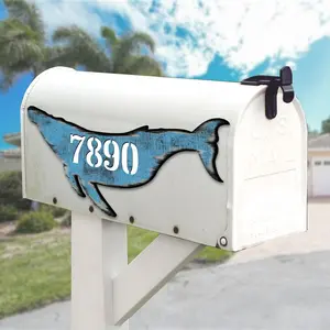 Designocracy MA985163-12 12 in. Colorful Whale Coastal Wooden House Number Sign, Decorative Beachy Home Sign Gift & Artwork