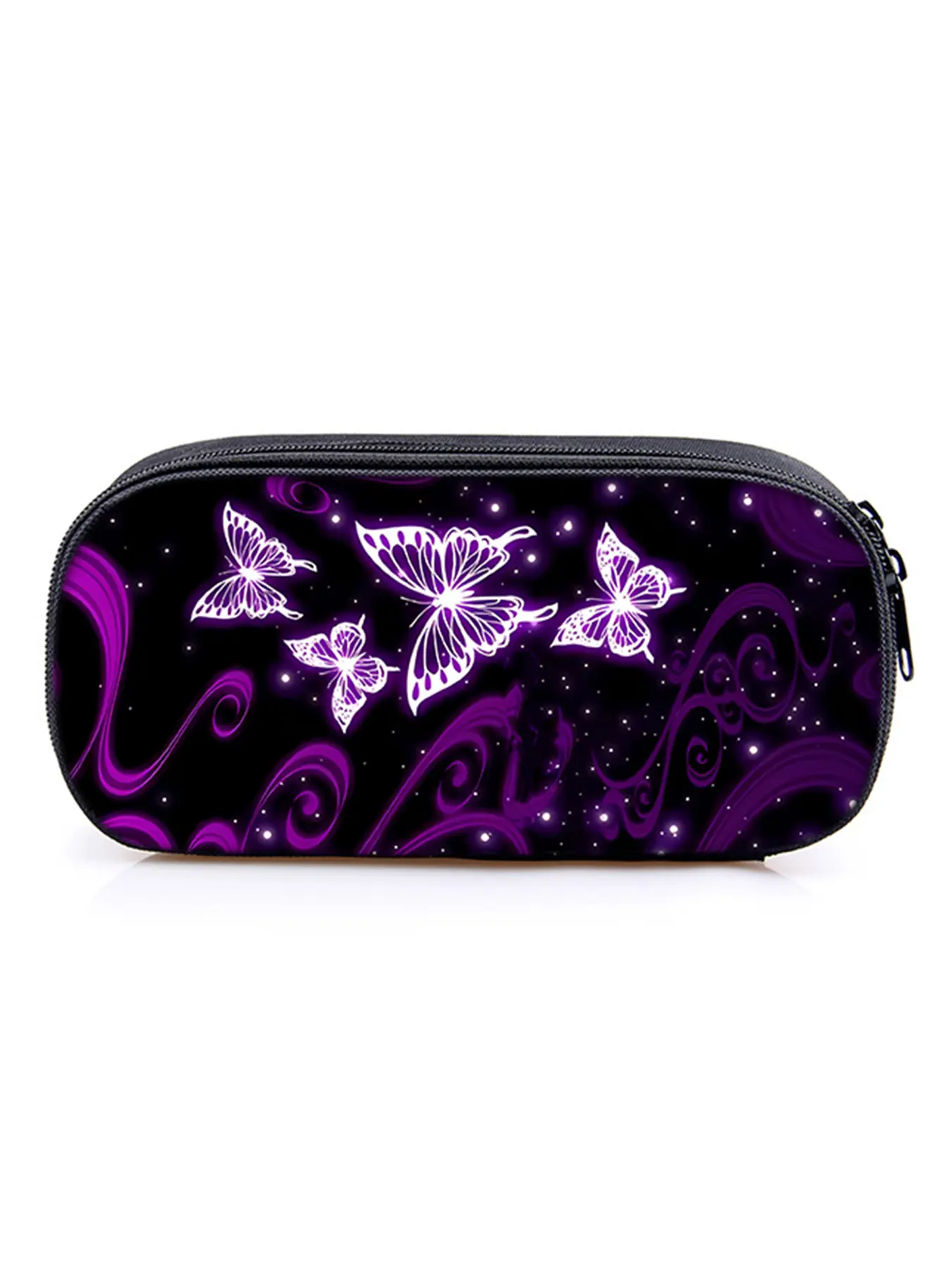 Purple Butterfly Pattern Printed Layered Pencil Case