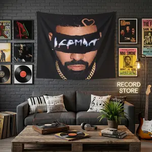 Icy Hip Hop Tapestry, Vintage Rap Concert Poster Wall Hanging, Music Fan Room Decor