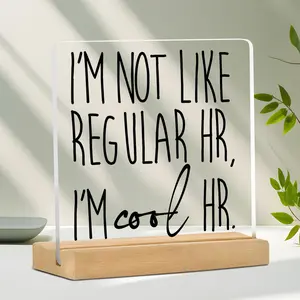 Funny Office Acrylic Block Sign, Human Resources Novelty Desk Decor, Cool Hr Acrylic Logo Decoration, Fun Office Shelf Display