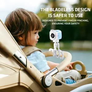 Portable Baby Fan – Camera-Style Handheld Fan with Octopus Stand, Gentle Breeze Perfect for Infants, Adjustable 199-Speed, Outdoor & Mom-Friendly