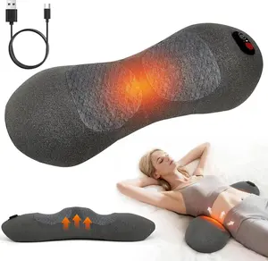 3-in-1 Electric Back Massager with Heat & Smooth Spine Technology Cordless Lumbar Support Cushion with Vibration, Stretch & Adjustable Height Deep Tissue Pain Relief for Lower Back, Home Office
