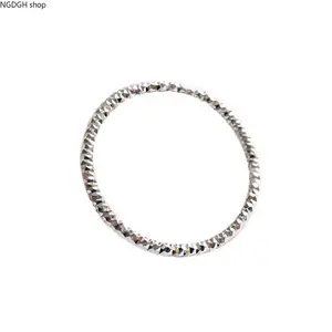 Sparkling S925 Sterling Silver Italian Ins Wind Flash Plain Ring Naked Cold Wind Ring Female Gypsy Fine Ring