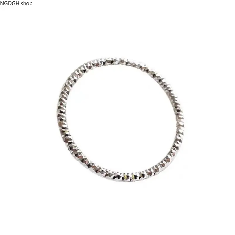Sparkling S925 Sterling Silver Italian Ins Wind Flash Plain Ring Naked Cold Wind Ring Female Gypsy Fine Ring