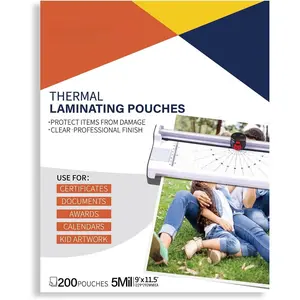 Thermal Laminating Pouches 9"x11.5" Inches, Holds 8.5 x 11 Inch Sheets,5mil 200Pack Hot Laminate Films, Clear Laminator Papers, Letter Size Lamination Sheets (125Mic 200 count)