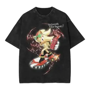 Vintage Super Shadow x Red Soda Wash Tee, Shadow The Hedgehog x Energy Soda Graphic Tees, Sonic T-Shirt, Unisex Anime Shirt, PKM Gift, Gym Workout Shirt, Menswear Womenswear Streetwear Top Fit Oversize