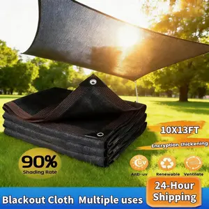 90% Shade Cloth, 10x13 ft Black UV-Resistant Sunshade Net with Reinforced Grommets, Heavy-Duty Durable UV Resistant Canopy for Outdoor Gardens, Patios, Greenhouses