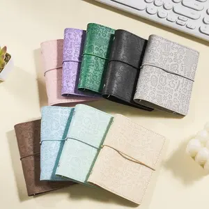 Mini Macaron Color Weekly Planner with 80 Pages, 100g Daurin Paper for Smooth Writing, Faux Leather Cover, Portable Loose Leaf Notebook