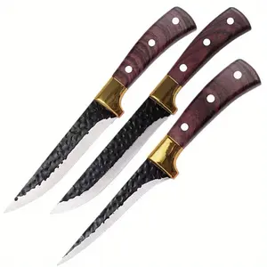 3pcs Stainless Steel Bone Removal Knife Set, Ultra Sharp Meat Fish Paring Knives, Chef Knives, Hand Forging Precision Carving Tools for Home Kitchen Use