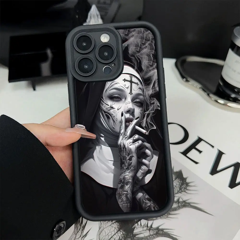 Beautiful Nun Case for iPhone 16 Pro Max 15 Plus 14 13 12 11 XS XR Drop Protection Shockproof Soft Silicone smartphone Cover