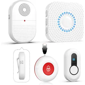 Caregiver Pager,  SOS Call Button for  at , Life Saver Alert System for Stroke/Parkinson/, 500ft Range Vibrating Receiver for Hard of Hearing (2+2 Pack)