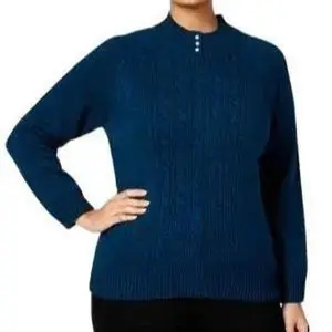 Karen Scott Marled Embellished Plus Size Pullover Sweater for Women - Comfort, Comfortable Size 0X
